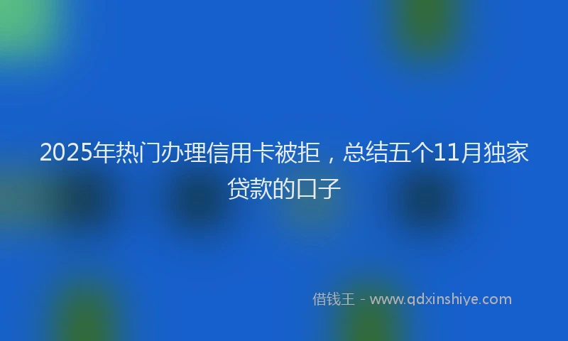 2025年热门办理信用卡被拒，总结五个11月独家贷款的口子
