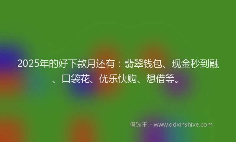 2025年的好下款月还有：翡翠钱包、现金秒到融、口袋花、优乐快购、想借等。