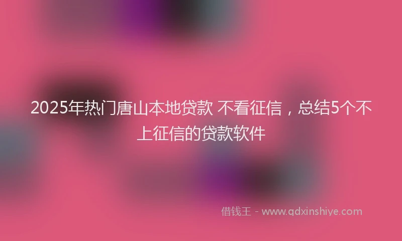 2025年热门唐山本地贷款 不看征信，总结5个不上征信的贷款软件