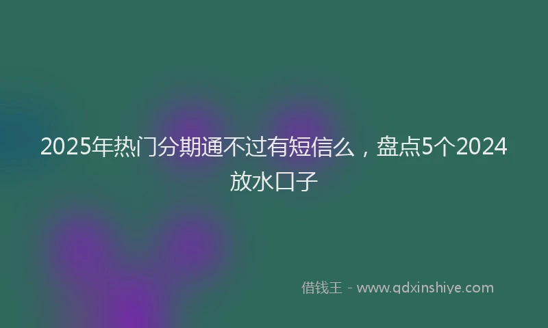 2025年热门分期通不过有短信么，盘点5个2024放水口子