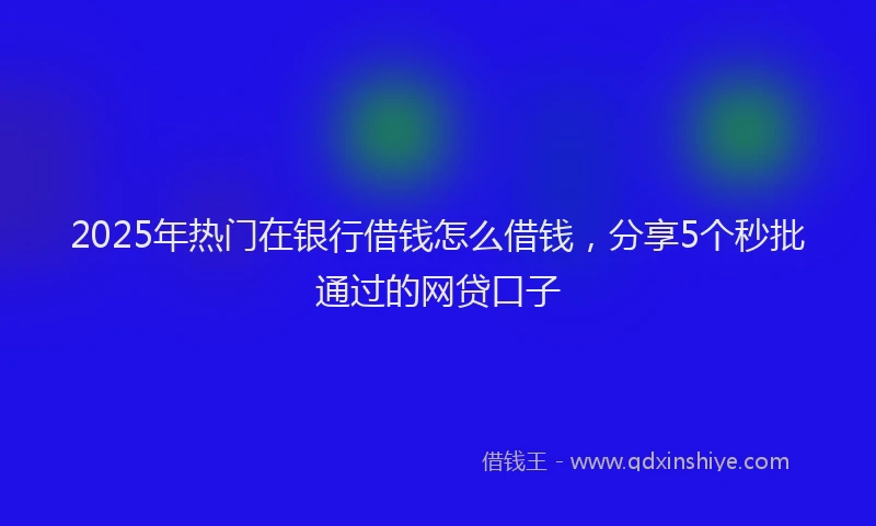 2025年热门在银行借钱怎么借钱，分享5个秒批通过的网贷口子