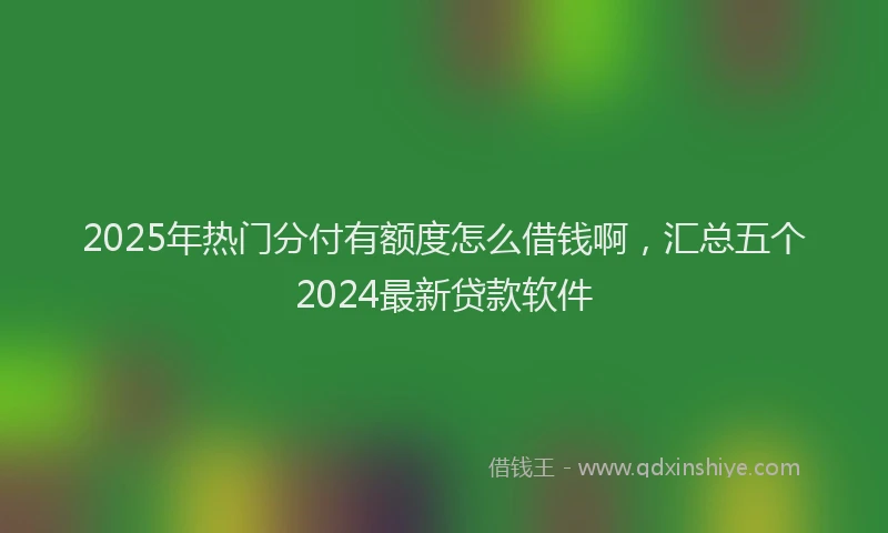 2025年热门分付有额度怎么借钱啊，汇总五个2024最新贷款软件