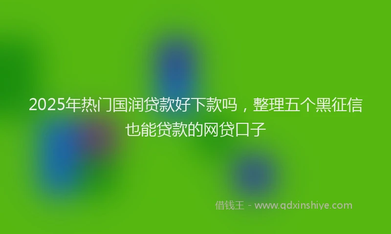2025年热门国润贷款好下款吗，整理五个黑征信也能贷款的网贷口子