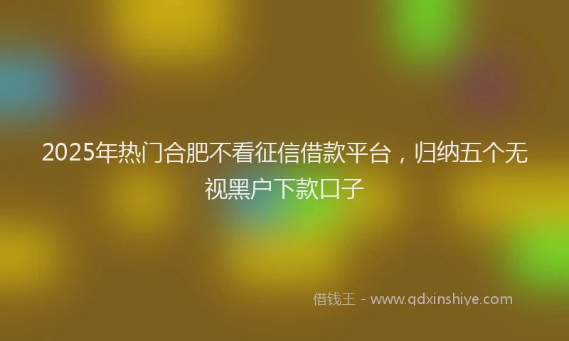 2025年热门合肥不看征信借款平台，归纳五个无视黑户下款口子