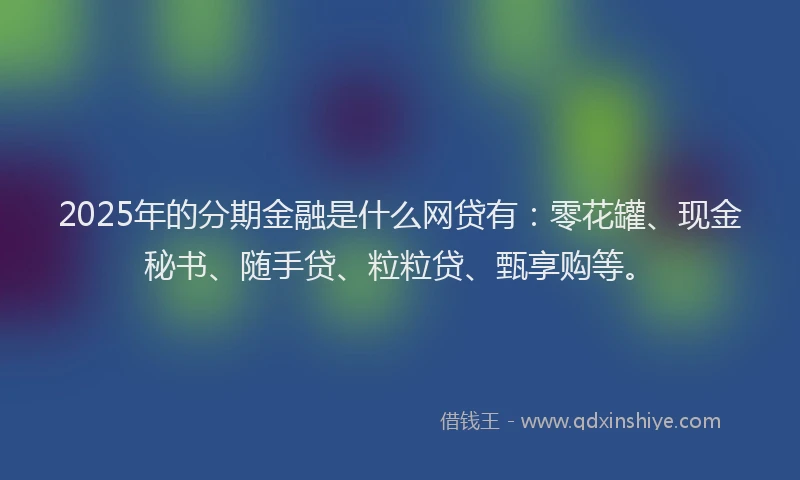 2025年的分期金融是什么网贷有：零花罐、现金秘书、随手贷、粒粒贷、甄享购等。