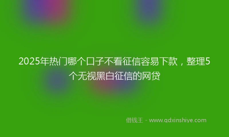 2025年热门哪个口子不看征信容易下款，整理5个无视黑白征信的网贷