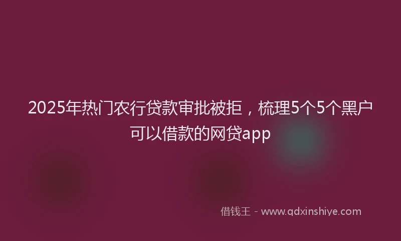 2025年热门农行贷款审批被拒，梳理5个5个黑户可以借款的网贷app