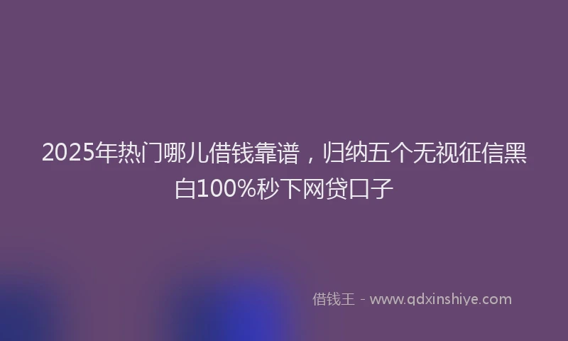 2025年热门哪儿借钱靠谱，归纳五个无视征信黑白100%秒下网贷口子