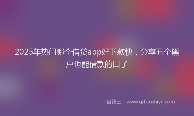 2025年热门哪个借贷app好下款快，分享五个黑户也能借款的口子