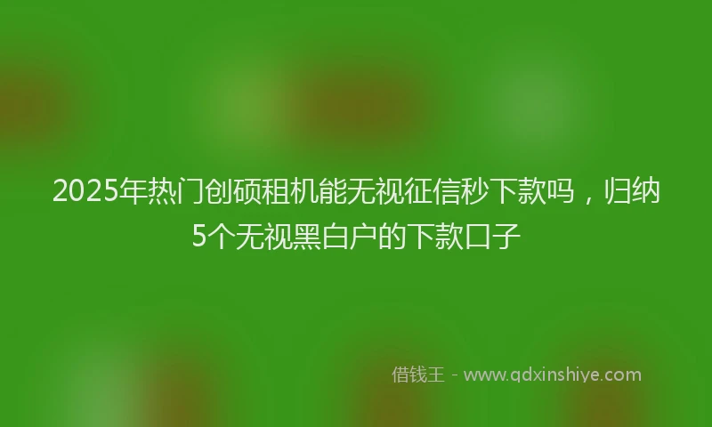 2025年热门创硕租机能无视征信秒下款吗，归纳5个无视黑白户的下款口子
