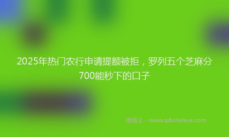 2025年热门农行申请提额被拒，罗列五个芝麻分700能秒下的口子
