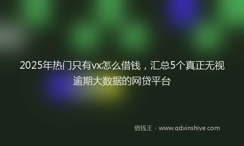 2025年热门只有vx怎么借钱，汇总5个真正无视逾期大数据的网贷平台
