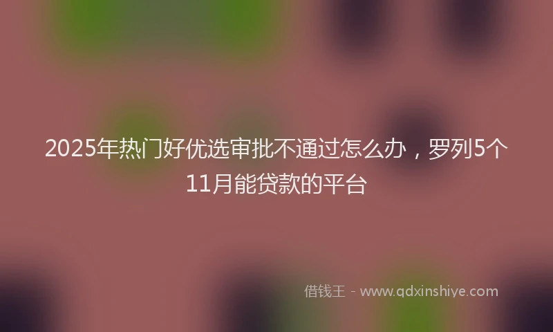 2025年热门好优选审批不通过怎么办，罗列5个11月能贷款的平台