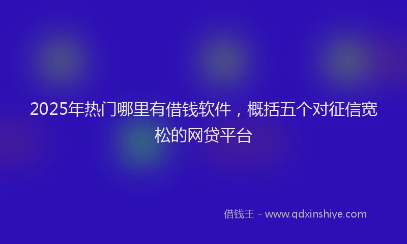 2025年热门哪里有借钱软件，概括五个对征信宽松的网贷平台
