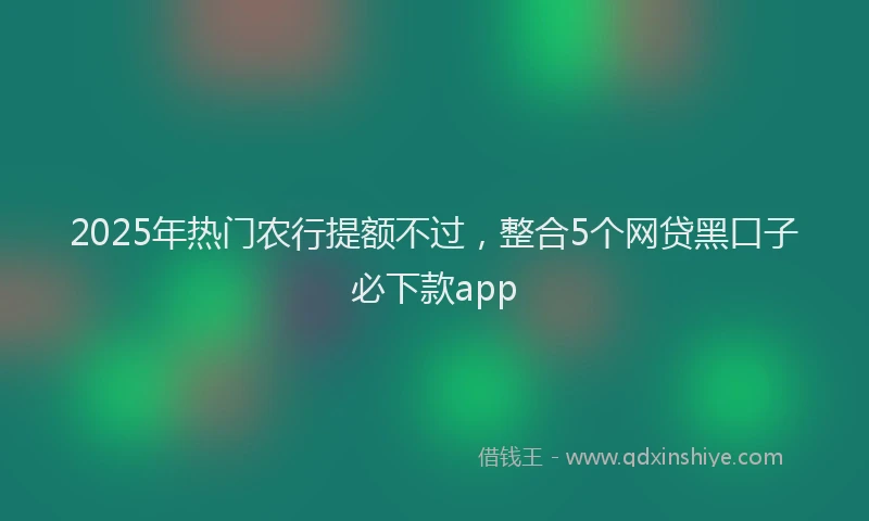 2025年热门农行提额不过，整合5个网贷黑口子必下款app