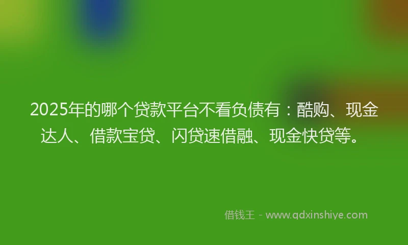 2025年的哪个贷款平台不看负债有：酷购、现金达人、借款宝贷、闪贷速借融、现金快贷等。