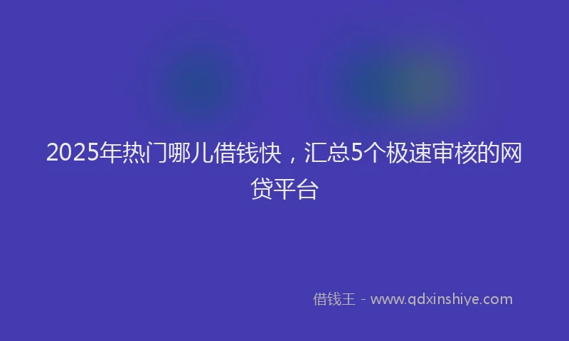 2025年热门哪儿借钱快，汇总5个极速审核的网贷平台
