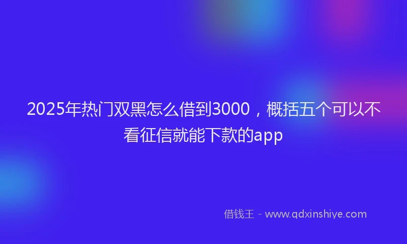 2025年热门双黑怎么借到3000，概括五个可以不看征信就能下款的app
