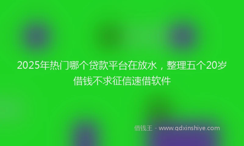 2025年热门哪个贷款平台在放水，整理五个20岁借钱不求征信速借软件