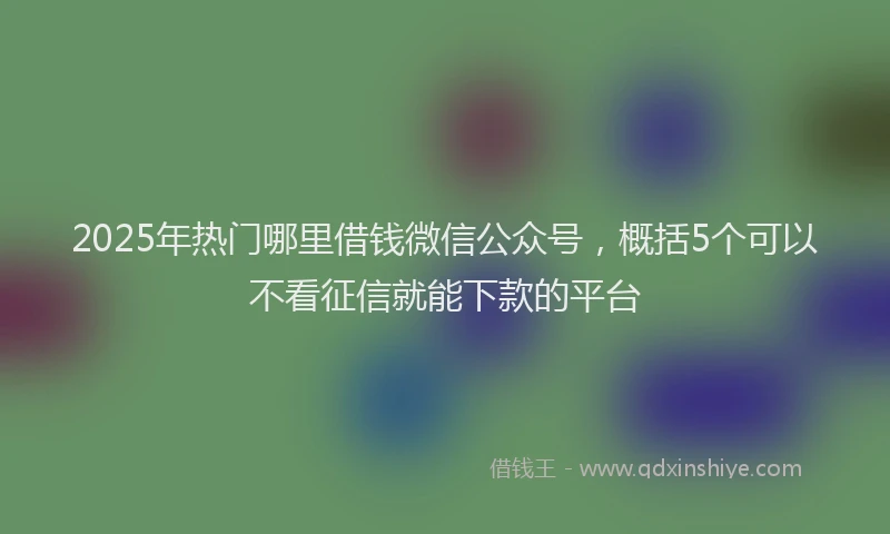 2025年热门哪里借钱微信公众号，概括5个可以不看征信就能下款的平台