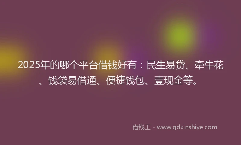2025年的哪个平台借钱好有：民生易贷、牵牛花、钱袋易借通、便捷钱包、壹现金等。