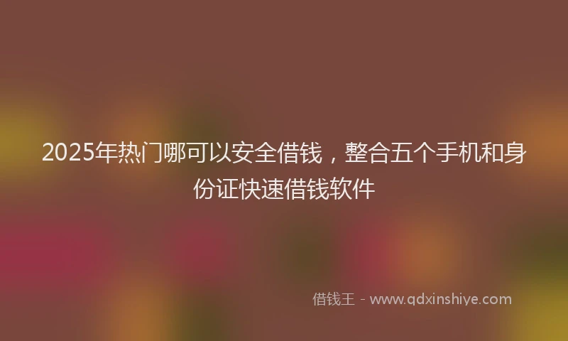 2025年热门哪可以安全借钱，整合五个手机和身份证快速借钱软件