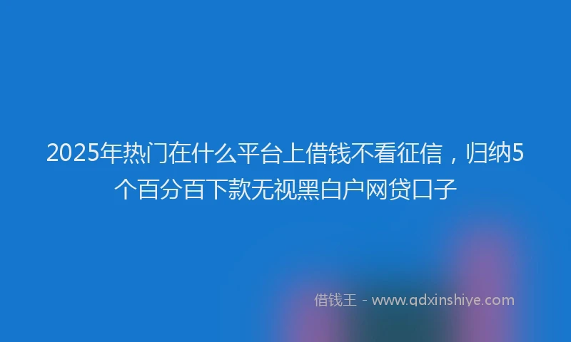 2025年热门在什么平台上借钱不看征信，归纳5个百分百下款无视黑白户网贷口子