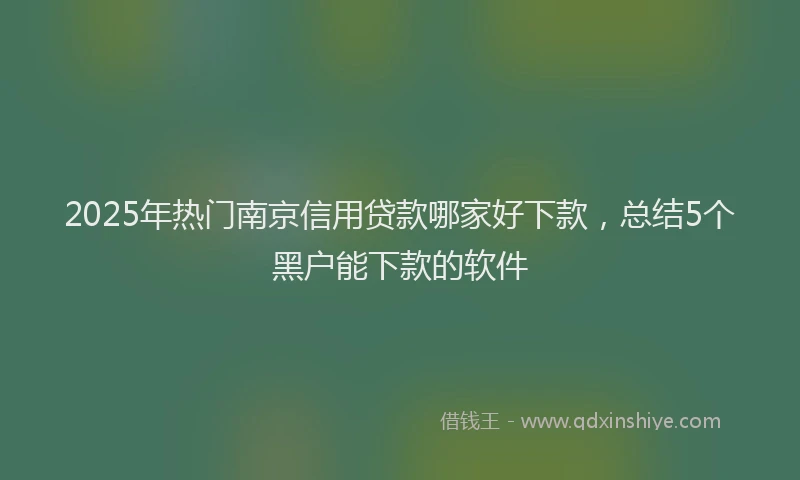 2025年热门南京信用贷款哪家好下款，总结5个黑户能下款的软件