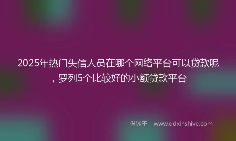 2025年热门失信人员在哪个网络平台可以贷款呢，罗列5个比较好的小额贷款平台