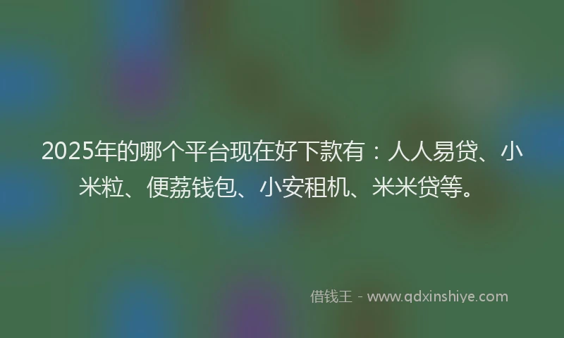 2025年的哪个平台现在好下款有：人人易贷、小米粒、便荔钱包、小安租机、米米贷等。