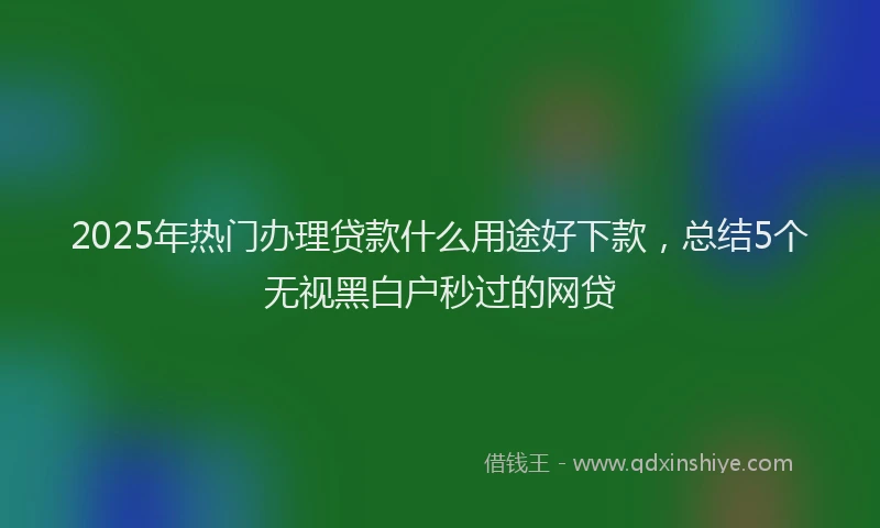 2025年热门办理贷款什么用途好下款，总结5个无视黑白户秒过的网贷