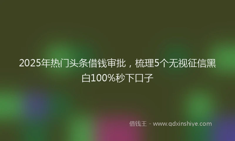 2025年热门头条借钱审批，梳理5个无视征信黑白100%秒下口子