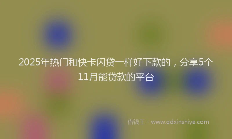 2025年热门和快卡闪贷一样好下款的，分享5个11月能贷款的平台