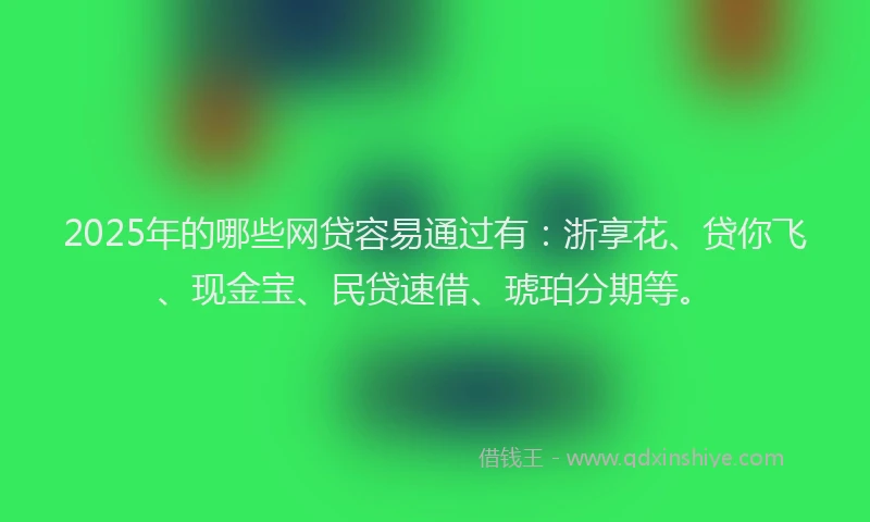 2025年的哪些网贷容易通过有：浙享花、贷你飞、现金宝、民贷速借、琥珀分期等。