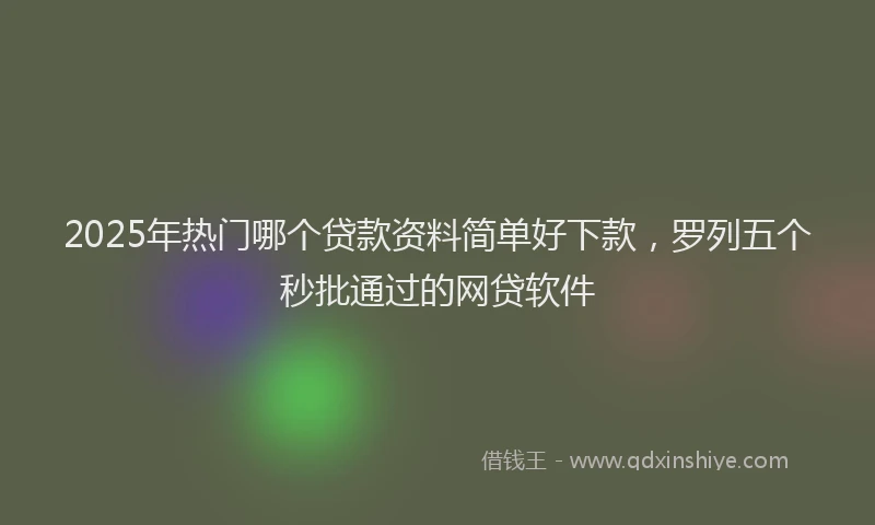 2025年热门哪个贷款资料简单好下款，罗列五个秒批通过的网贷软件