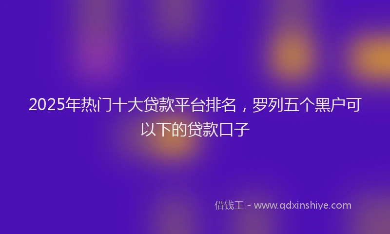 2025年热门十大贷款平台排名，罗列五个黑户可以下的贷款口子