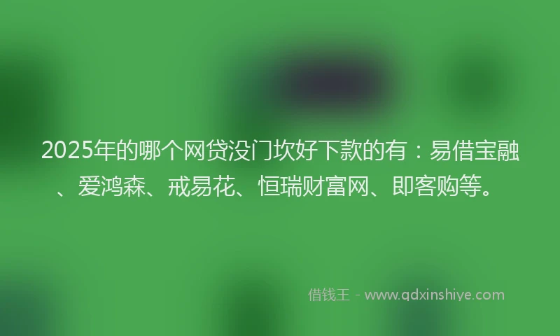 2025年的哪个网贷没门坎好下款的有：易借宝融、爱鸿森、戒易花、恒瑞财富网、即客购等。