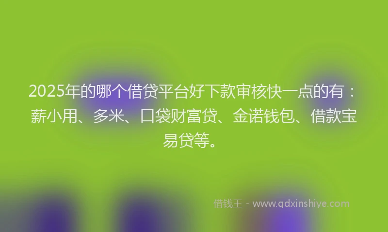 2025年的哪个借贷平台好下款审核快一点的有：薪小用、多米、口袋财富贷、金诺钱包、借款宝易贷等。