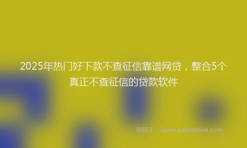 2025年热门好下款不查征信靠谱网贷，整合5个真正不查征信的贷款软件
