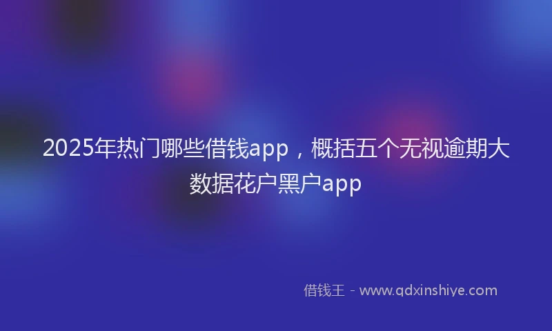 2025年热门哪些借钱app，概括五个无视逾期大数据花户黑户app