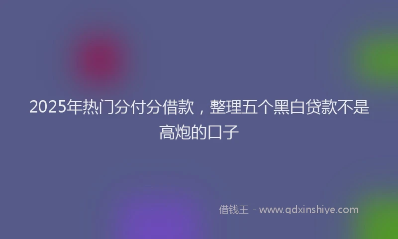 2025年热门分付分借款，整理五个黑白贷款不是高炮的口子