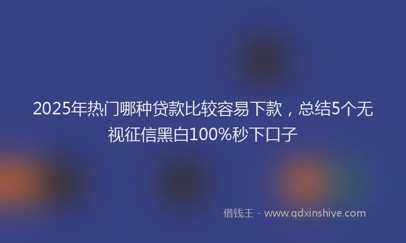 2025年热门哪种贷款比较容易下款，总结5个无视征信黑白100%秒下口子