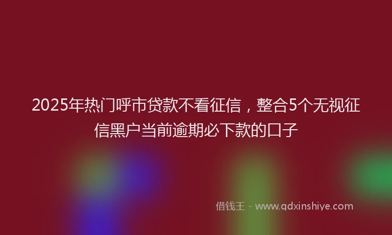 2025年热门呼市贷款不看征信，整合5个无视征信黑户当前逾期必下款的口子