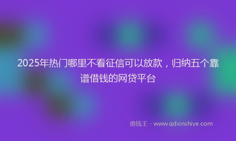 2025年热门哪里不看征信可以放款，归纳五个靠谱借钱的网贷平台