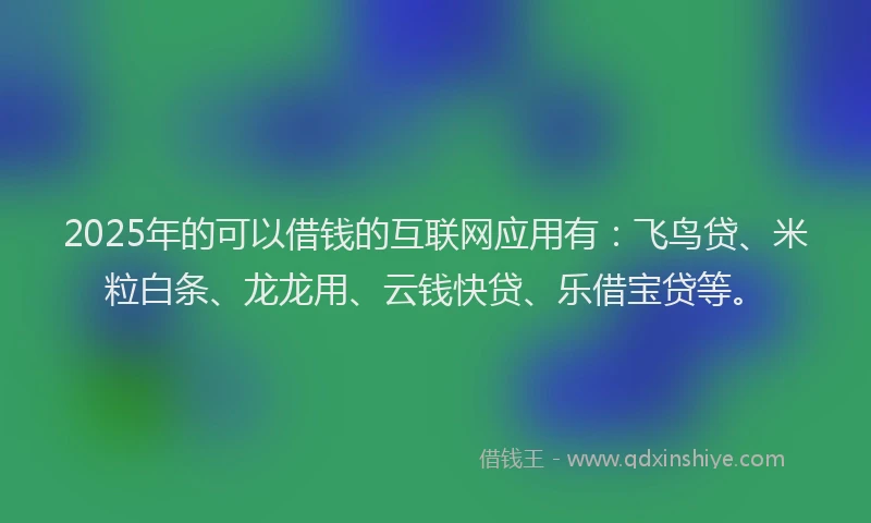 2025年的可以借钱的互联网应用有：飞鸟贷、米粒白条、龙龙用、云钱快贷、乐借宝贷等。