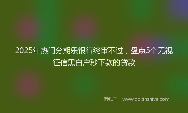 2025年热门分期乐银行终审不过，盘点5个无视征信黑白户秒下款的贷款