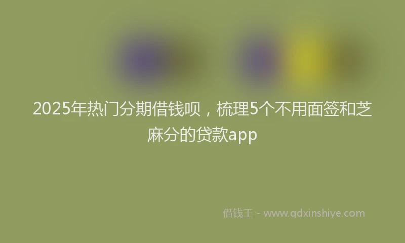 2025年热门分期借钱呗，梳理5个不用面签和芝麻分的贷款app