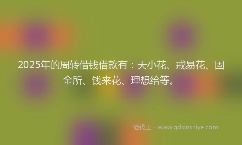 2025年的周转借钱借款有：天小花、戒易花、固金所、钱来花、理想给等。