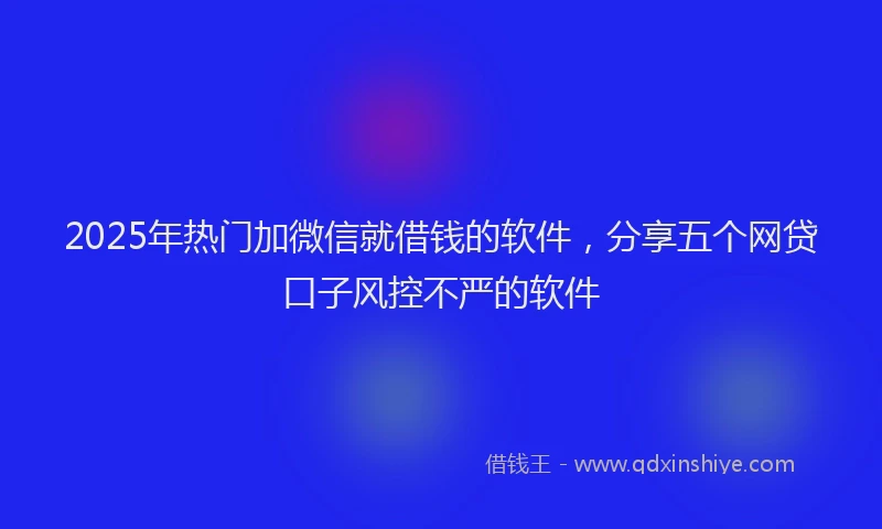 2025年热门加微信就借钱的软件，分享五个网贷口子风控不严的软件