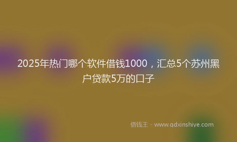2025年热门哪个软件借钱1000，汇总5个苏州黑户贷款5万的口子